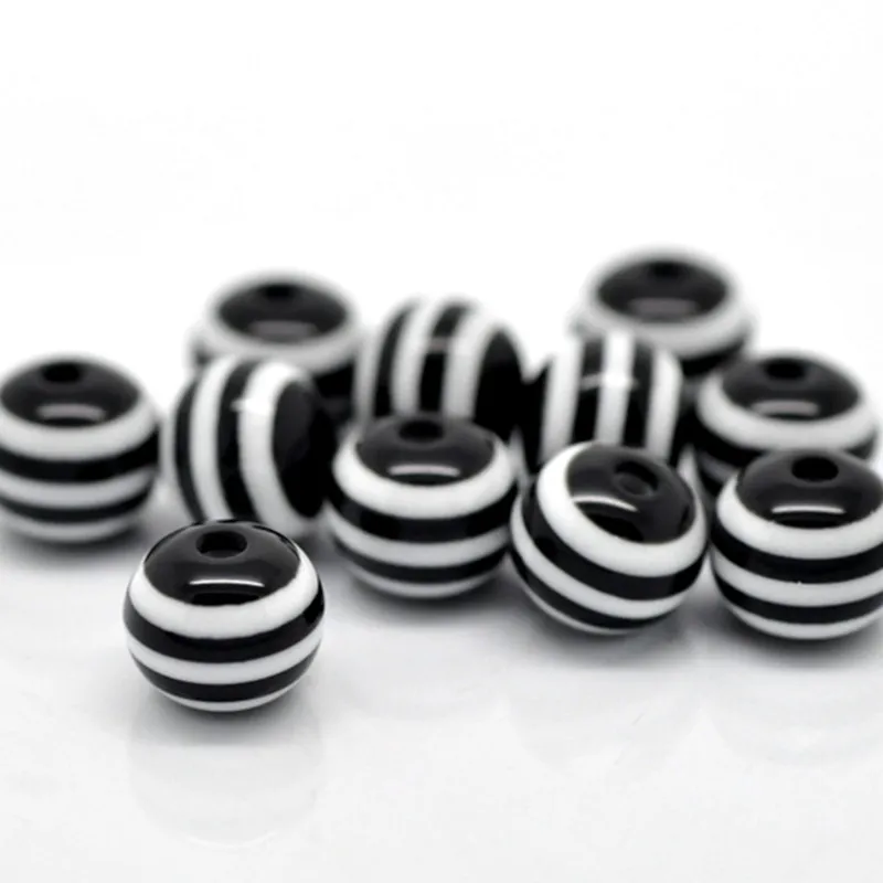 DoreenBeads модные бусины из смолы шарики в черную полоску узор сделай сам