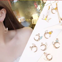 10pcs alloy moon wings enamel charms fit fashion earring jewelry making accessory drop oil crown moon pendants charms fx479