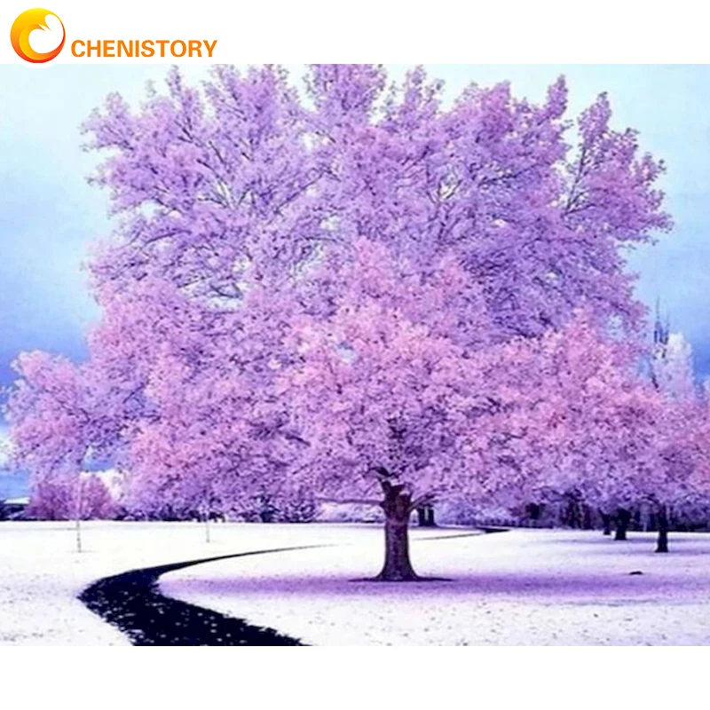

CHENISTORY Full Square/Round Drill 5D DIY Diamond Painting Winter Landscape Tree 3D Embroidery Cross Stitch Kit Home Decor Gift