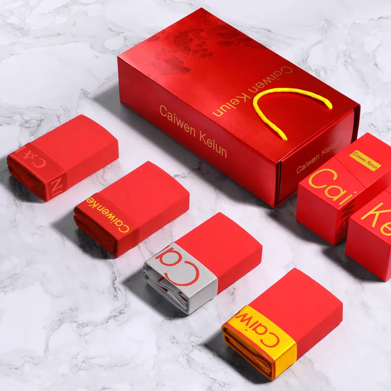 Red Gift Box Men's Underwear Cotton Boxer Summer Thin Section Breathable Boxer Shorts Mens Underwear 4PCS Underwear for Men