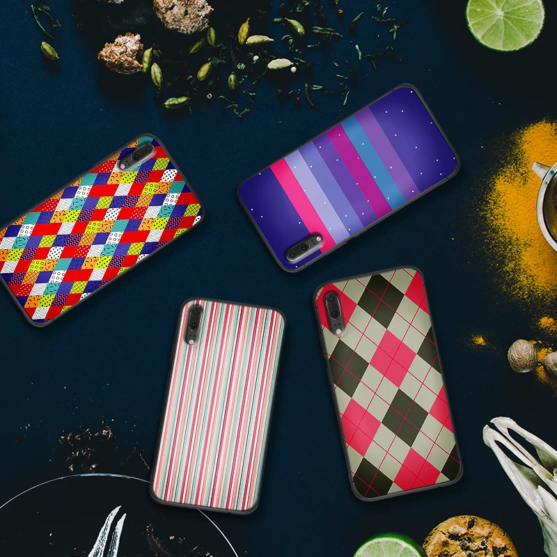 Цветная Плитка полоса Геометрическая для huawei Y6 Y7 Y9 Prime 2019 mate 10 20 Pro Nova2 3 4 Lite Nova 2i 3i 5i