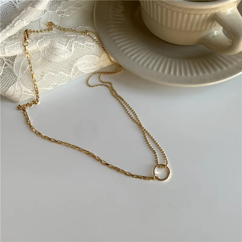 

Minimalism Gold Color Beads Chain Choker Circle Short Chokers Necklace for Women Fashion Vintage Jewelry Accessories