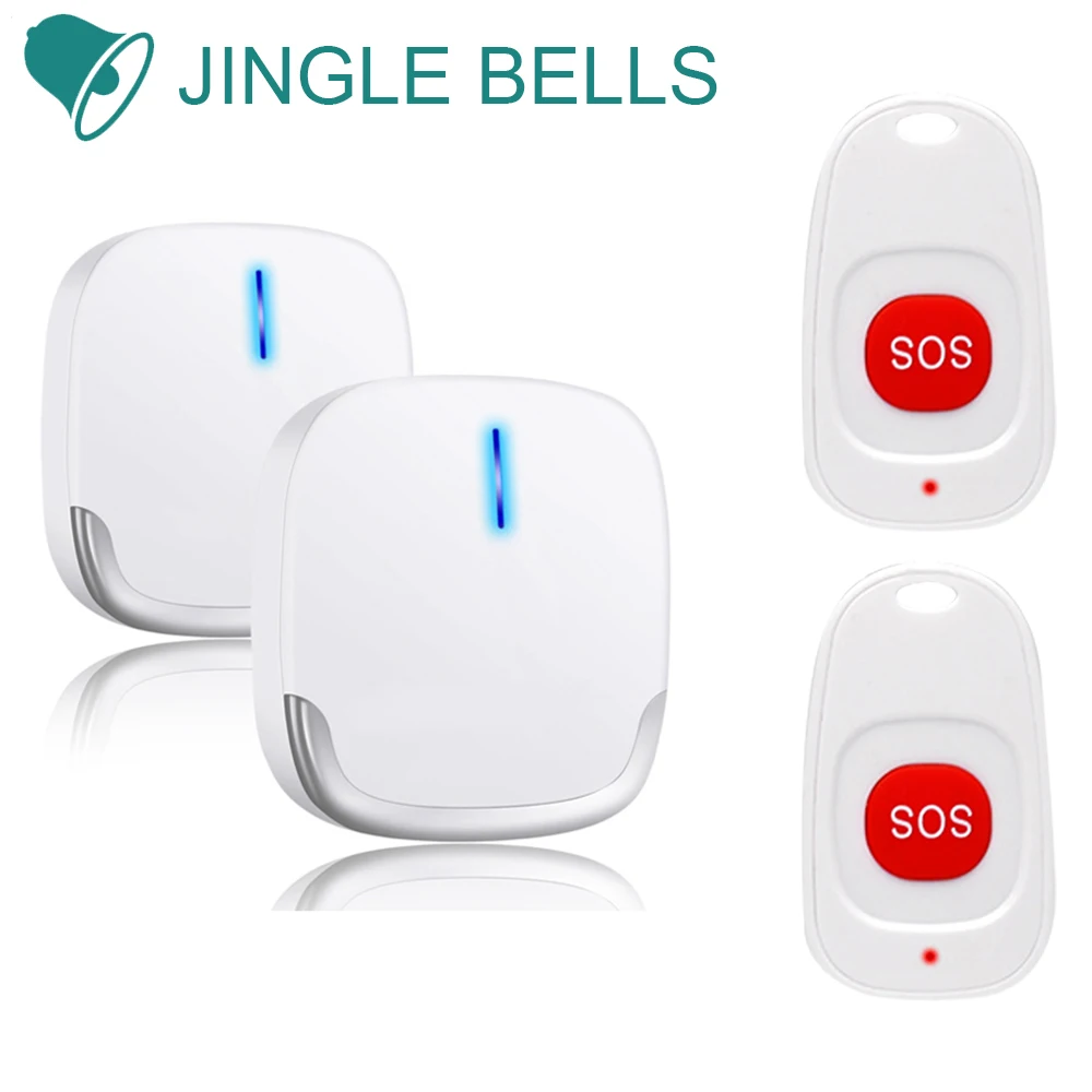 JINGLE BELLS SOS Emergency Call Button Clinic Hospital Transmitter Wireless Call Bell Pager for Elederly Patient Nursing Home