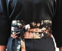 2021 japanese kimono cardigan obi vintage printing cotton linen peony flower girdle belt waist cover adjustable yukata obi belt