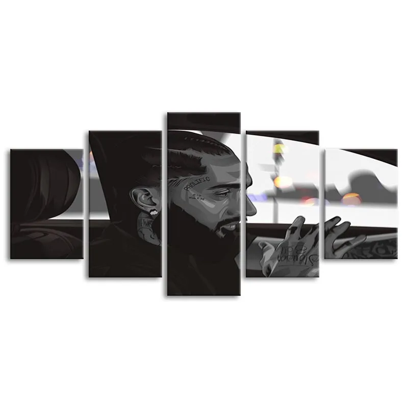 5P Картина на холсте Рисунок Nipsey Hussle настенный художественный плакат для гостиной
