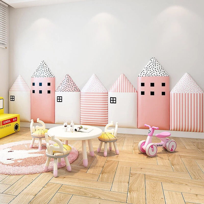 

Kids Room Soft Bag Wall Stickers Baby Anti-collision Bed Headboards Bedroom Tatami Front Panels Self-adhesive Wallpaper Cabecero