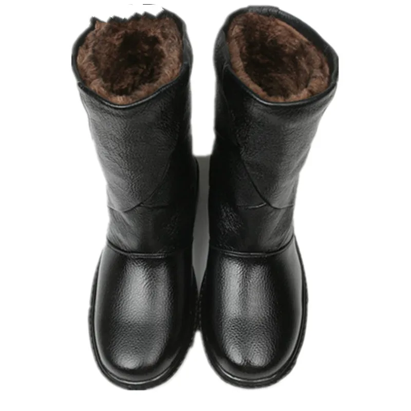 US5-10 из натуральной кожи Водонепроницаемые очень теплые зимние ботинки до