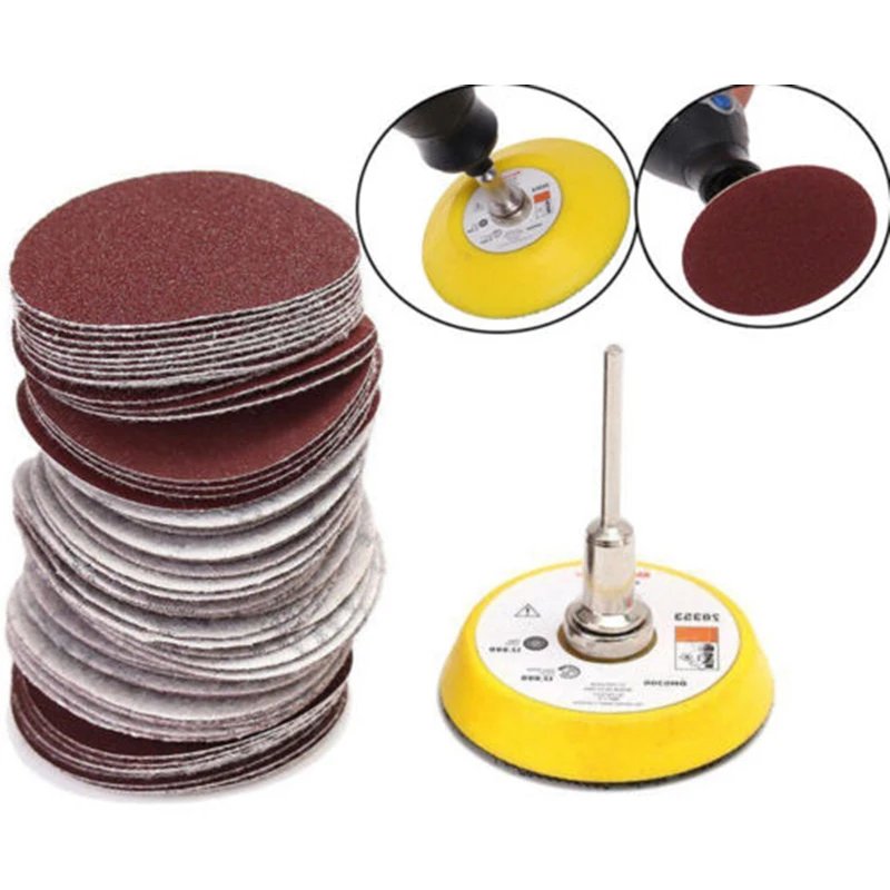 

New 60x 2/50mm Hook Loop Sander Backing Pad Shank 100-2000 Grit Sanding Disc