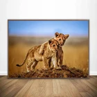 Картина на холсте, с изображением диких животных, 2 льва