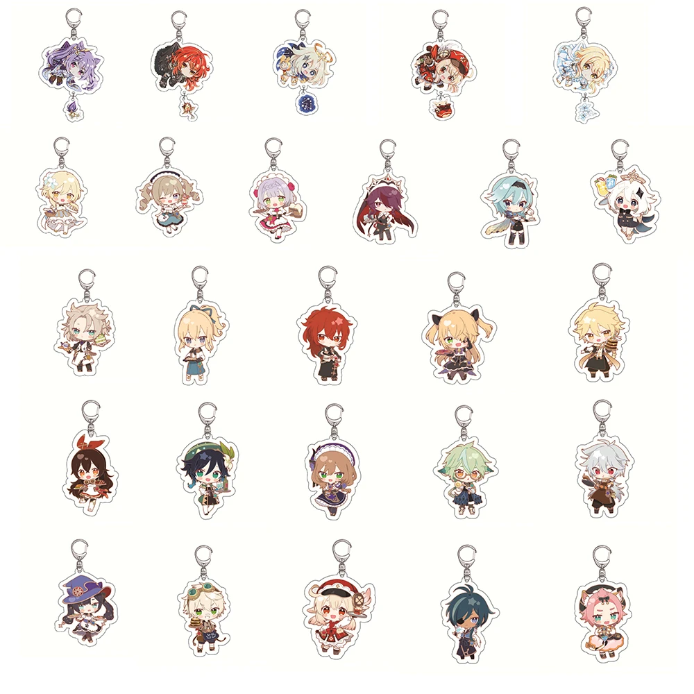 

26 Style Fashion Anime Genshin Impact Account Zhongli Diluc Venti Paimon Keychain Base Acrylic Stands Keyring Gift For Fans