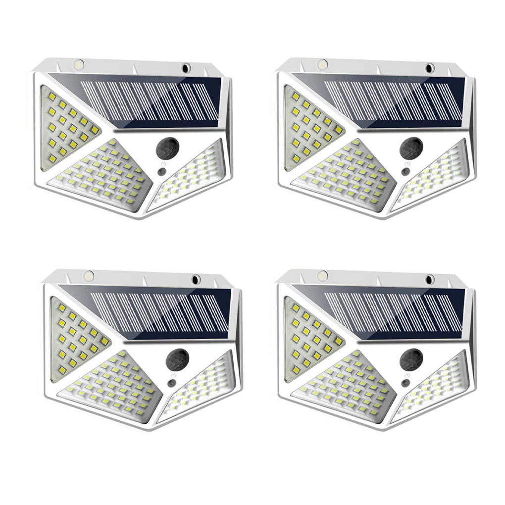 Parede ao ar Sensor de Indução de Movimento Pces à Prova Pces Solar Livre Lâmpada Alimentado 4-lado Pir 1-2 Dwaterproof Água Holofotes 4 100led Luz