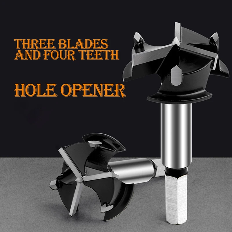 

35mm Dia Drill Bit 3 Flutes Carbide Tipped Hinge Boring Bit Wood Auger Cutter Alloy Drill Table Plate Perforated Hole Saw Cutter