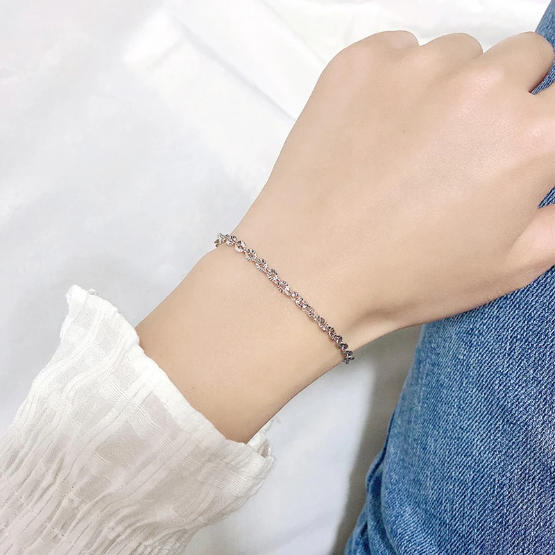 

knobspin 925 Sterling Silver Korean Fashion Simple Extremely Exquisite Chain Bracelets For Women Wedding Party Fine Jewelry