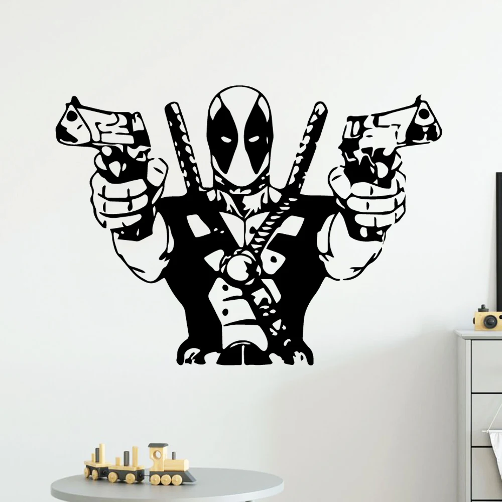 

Крутая виниловая наклейка на стену Дэдпул, декор для гостиной, спальни, съемные декоративные наклейки на стену