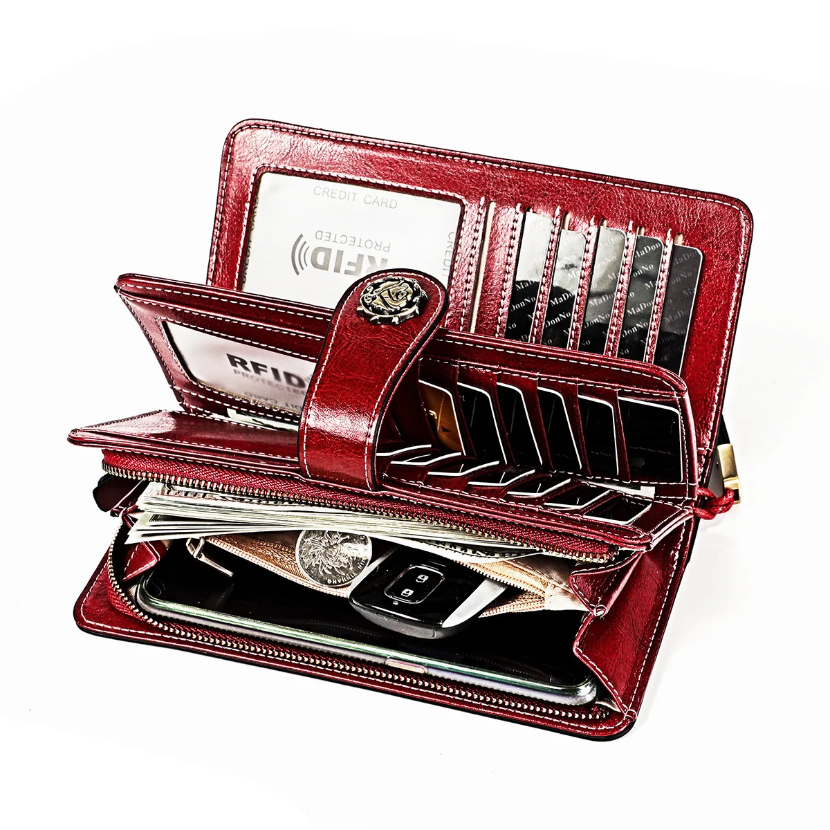 

Large Capacity More Function Long Wallet Rfid Genuine Leather Women's Wallets Purses For Women Black Brown Red
