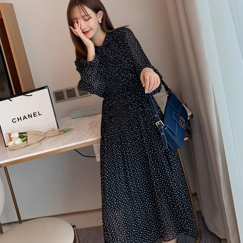 Женское свободное шифоновое платье BGTEEVER повседневное универсальное миди с