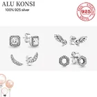 Подходит для оригинальный роскошный 925 стерлингового серебра Аутентичные Пан серьги для женщин форма лунной звезды крылья модные свадебные украшения