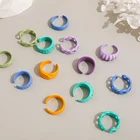 Новинка 2021, модные корейские разноцветные капающие масляные геометрические кольца для женщин, модные открытые кольца с ручной росписью