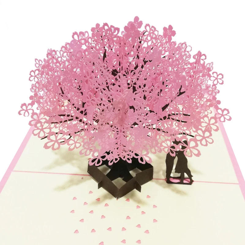 

3D Cherry Blossom Pops-Up Card Handmade Romantic Greeting Cards Gift for Wife Girlfriend Husband FP8