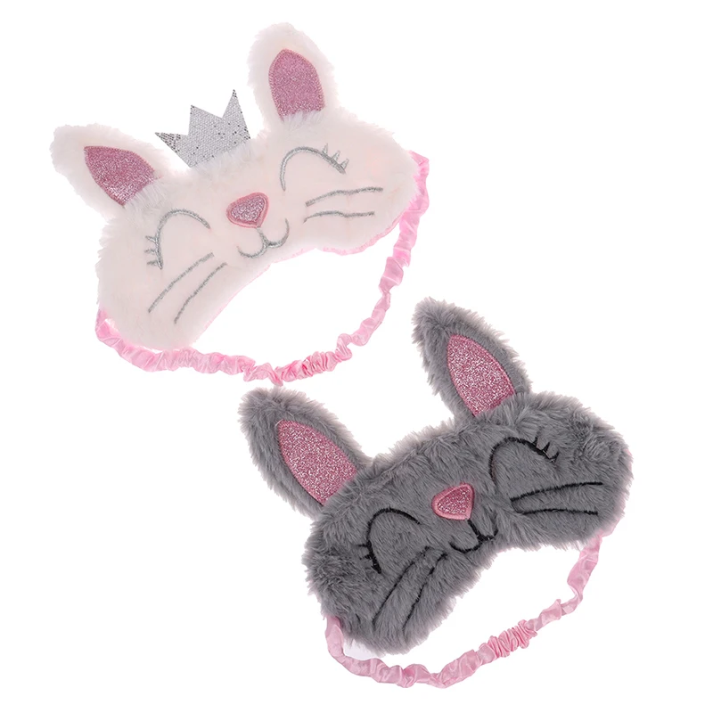 Плюшевая Милая серая маска для сна с кошачьими длинными ушами кроличий глаз