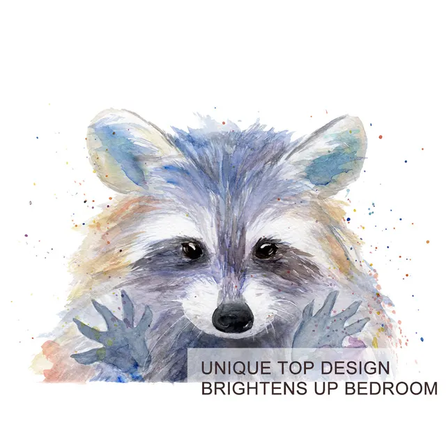 BlessLiving Raccoon Bedding Set Animal Quilt Cover Watercolor Bedspreads for Kids Bedroom Cute Bedclothes Home Textiles Queen 3