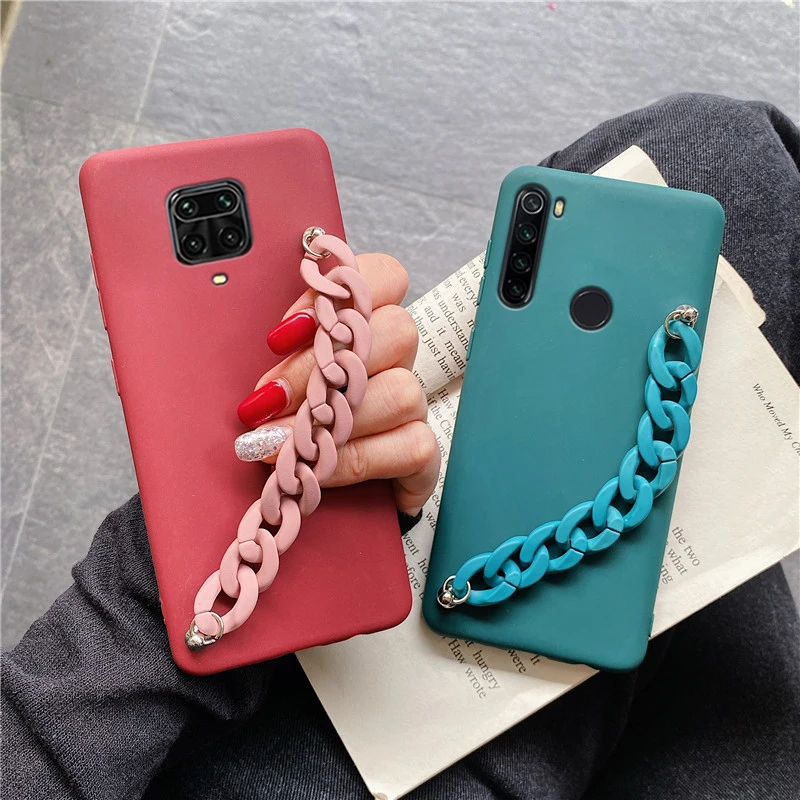 Silicone Bracelet Wriststrap Hand Band Phone Case For Xiaomi Redmi Note 9 Pro Max 9s redmi 9 8t 9a 9c 8 7 pro Soft Matte Cover