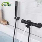 Черный хромированный смеситель для ванны Термостатический корпус скрытый душевой набор настенное крепление для душа Горячий Холодный латунный Смеситель для ванны душевой