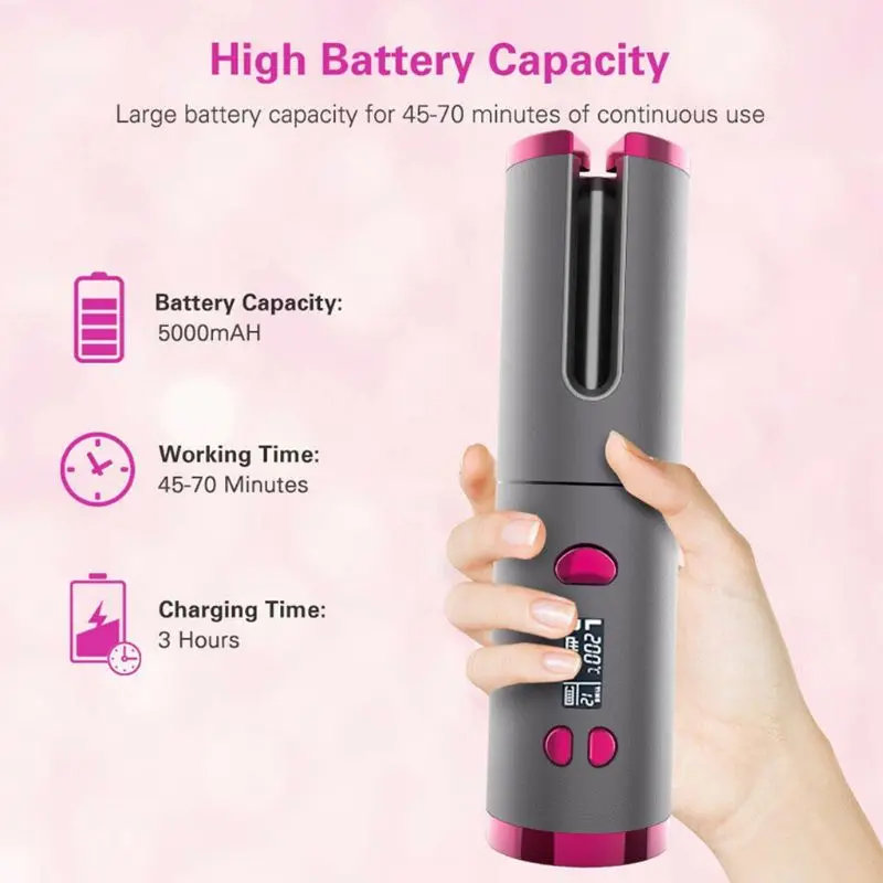 

Hair Waver USB Charging Hair Curler LCD Display Auto Rotating Styling Tool Wholesale Dropshipping