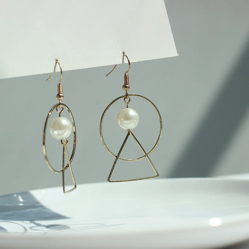 Модные женские золотистые бусины среднего размера круглые треугольные