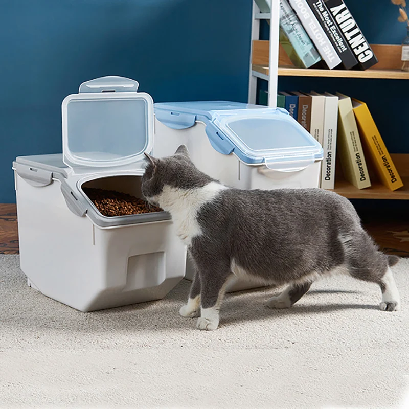 Пластиковая кормушка для домашних животных контейнер хранения откидная крышка