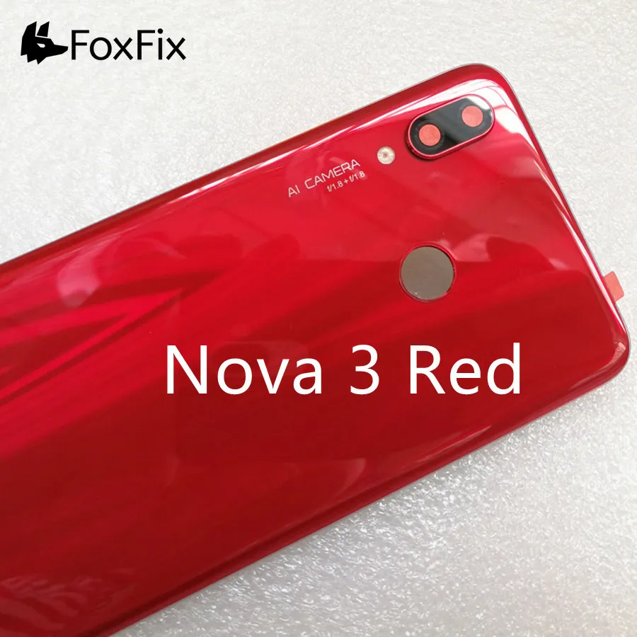 Крышка батареи для huawei Nova 3 Задняя стеклянная задняя дверь корпус чехол для huawei Nova 3i крышка батареи с объективом камеры Замена