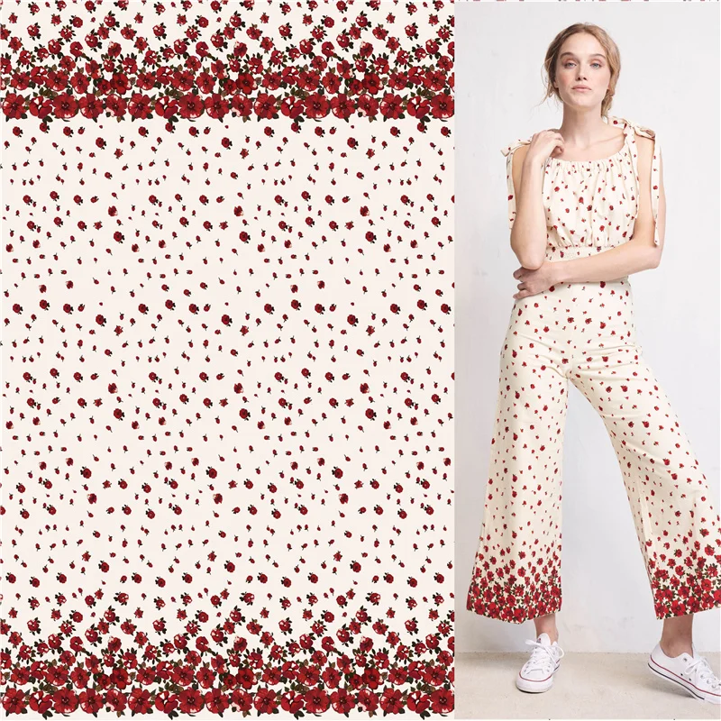 

100% cotton fabric custom small floral print thin summer fabric designer girls dress DIY clothing fabric