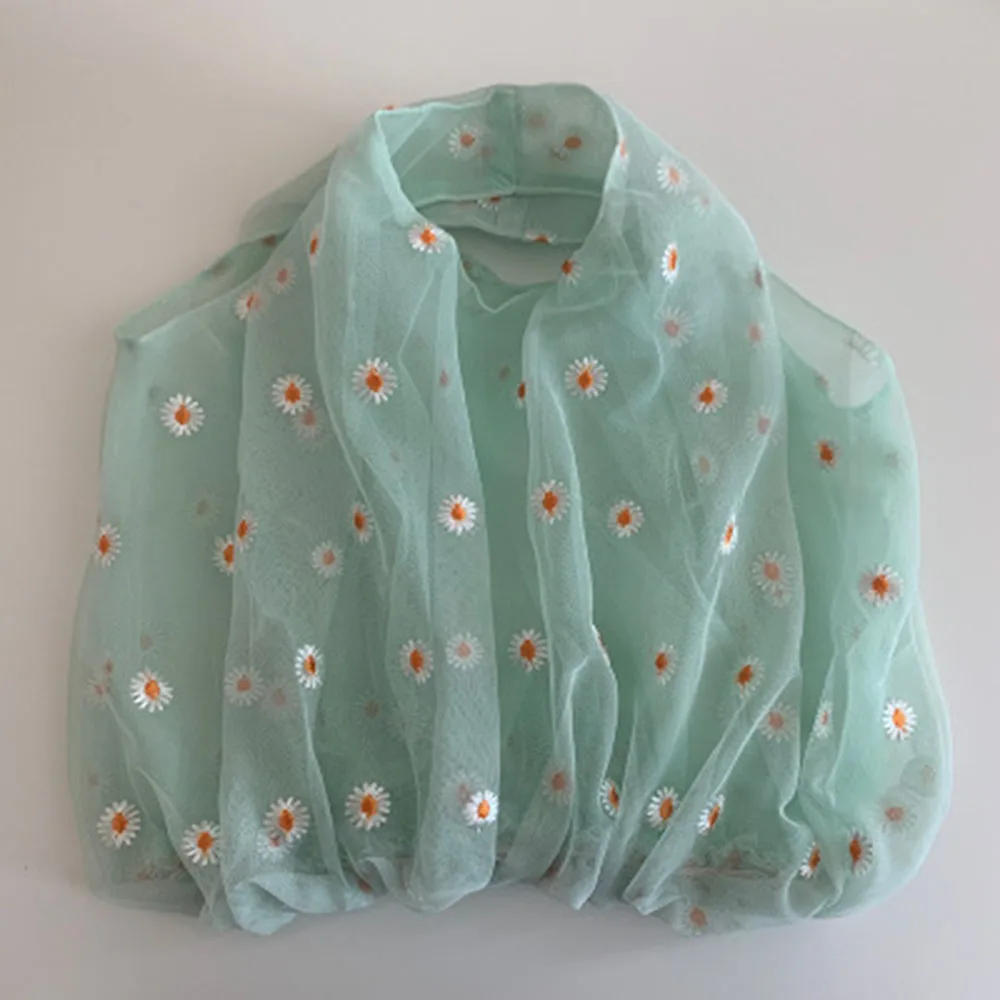 

Small Transparent Tote Mesh Cloth Bags Daisy Embroidery Handbag High Quality Eco Fruit Bag Mini Decoration Purse For Girls Women