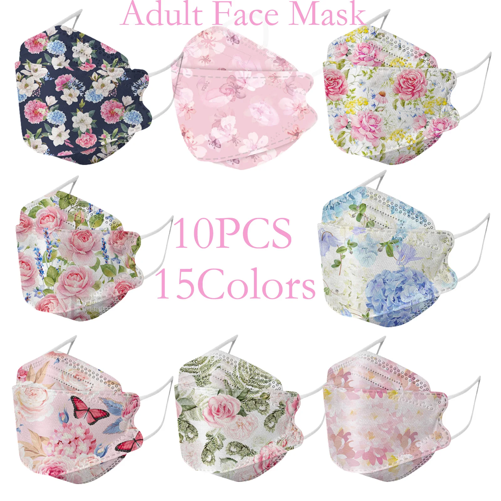 

10pc Disposable Face Mask Adult 3 Layer Ply Filter Butterflys Print Cosplay Mask Meltblown Breathable Earloops Masks Mondkapjes
