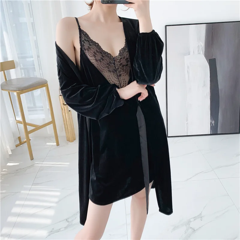 Зимний женский халат MECHCITIZ комплект одежды осенняя бархатная Пижама модель