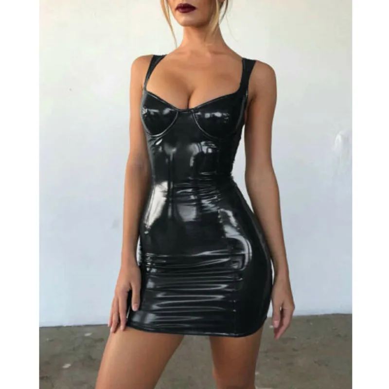 Женское сексуальное платье на бретельках без рукавов летнее обтягивающее