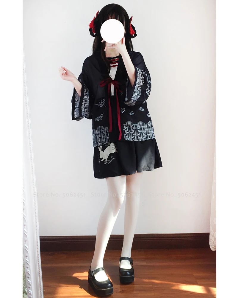 Кимоно женское в японском стиле хаори кавайная одежда с мультяшным принтом