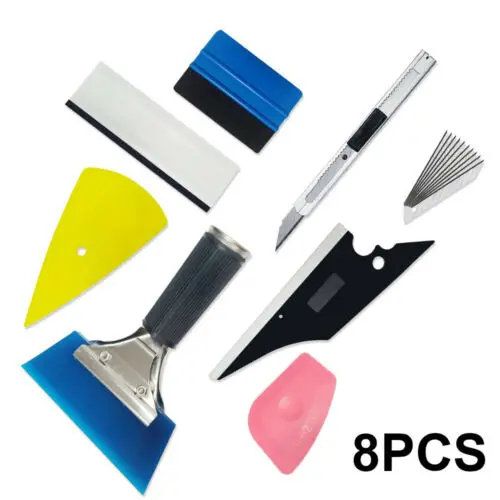 

8 PCS/Set Car Glass Protective Film Car Window Wrapping Tint Installing Tool Including Squeegees Scrapers Film Cutters