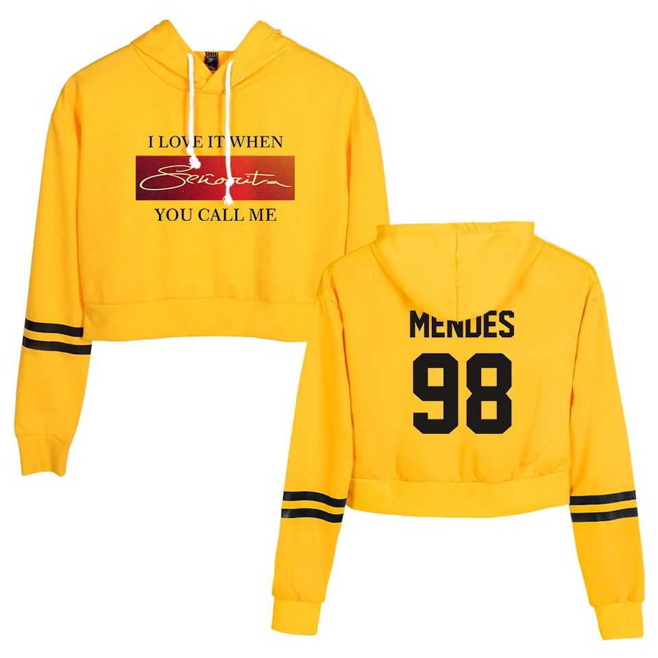 

Trendy Luxury Shawn Mendes Sexy Navel Hoodies Girls Fashion Casual White Short Sweatshirt Cute Long Sleeve Streetwear Clothes