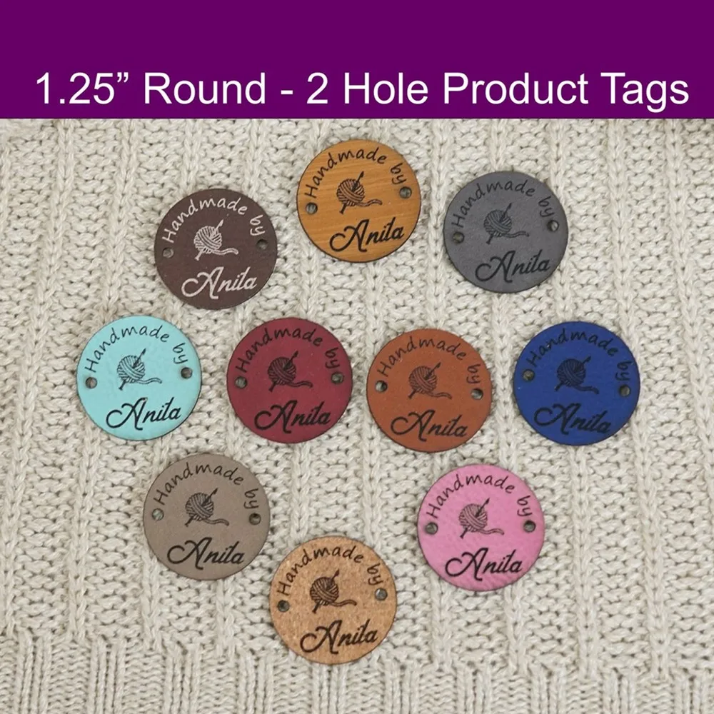

Personalised Faux Leather Tags, Clothing Labels, Handmade Labels, Garment Tags, Crochet leather labels, Garment Knitting Labels