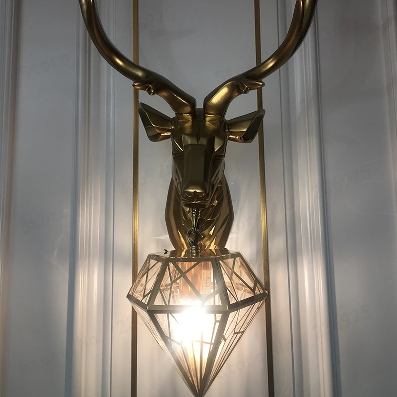 Винтажный светодиодный светильник Wonderland в стиле ретро настенный с рогами