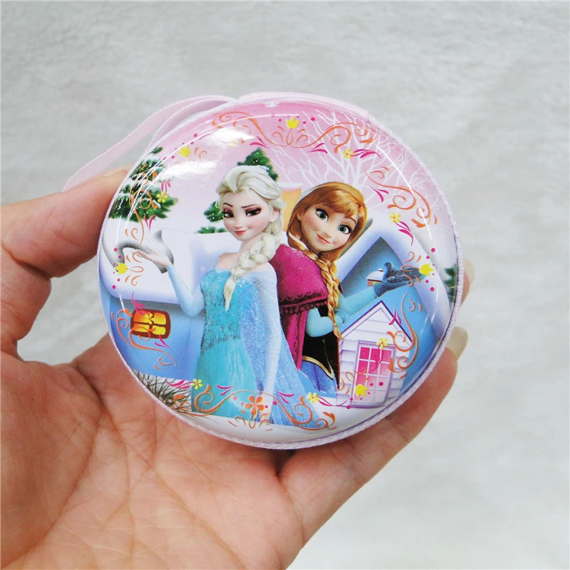 Disney cartoon Cute children tinplate coin purse lady mini headphones key charger cosmetic bag girl gift round wallet | Игрушки и хобби