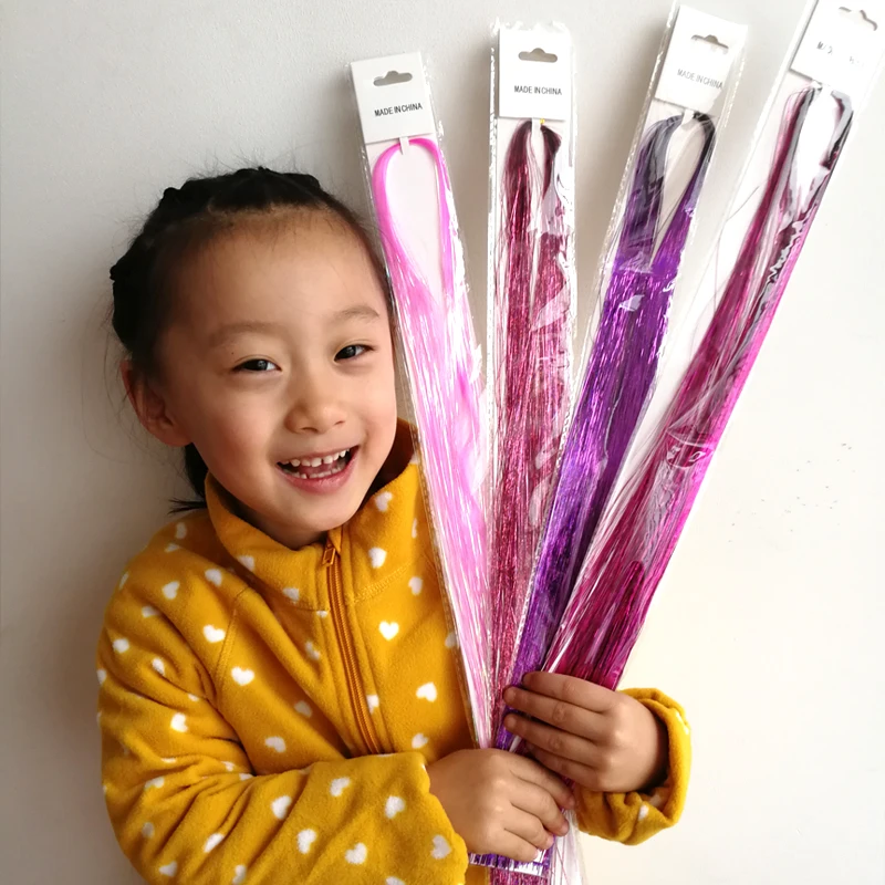 2 шт./лот разноцветные накладные волосы мишура блестящие синтетические для