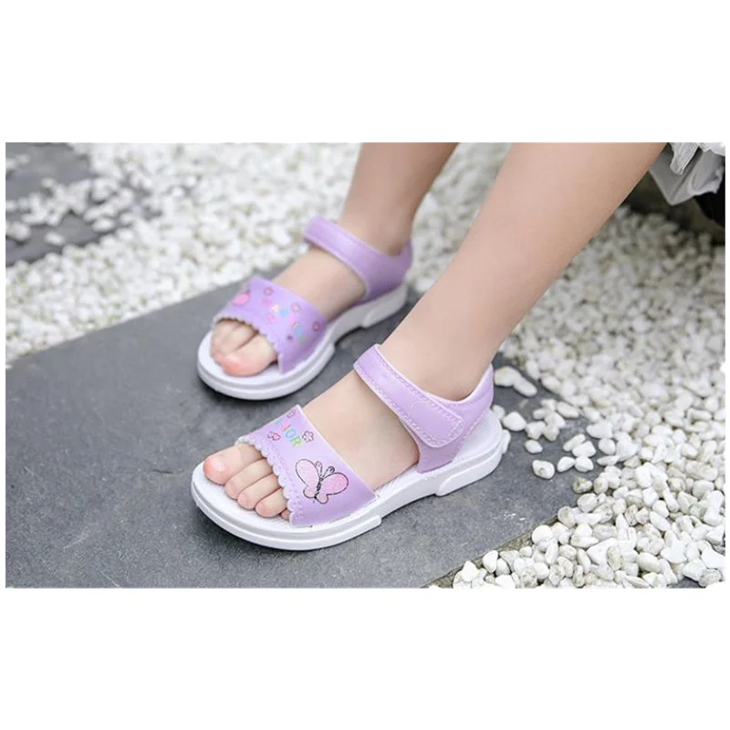 

Girls Sandals Kids Shoes Summer Cute Cartoon Flat Beach Shoes Baby Girl Kids Shoes Outdoor Soft Non-slip Leather Sandals B0100