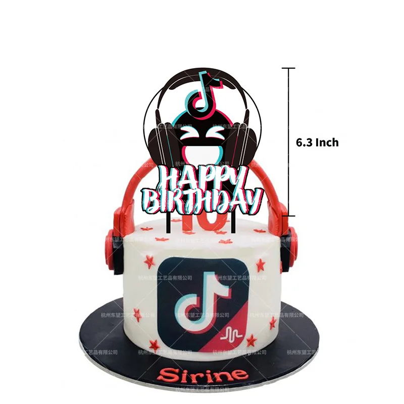 

Birthday Party Favors Paper Plates Cups Banner for Kids Tik Cake Topper Baby Shower Party Tik Theme Decoration Supplie