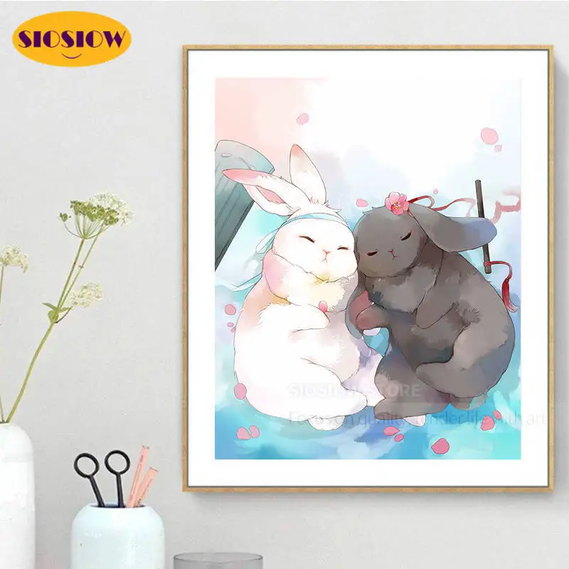 5d Алмазная мозаика сделай сам вышивка с животными 3d живопись крестиком мультяшный кролик полная выкладка