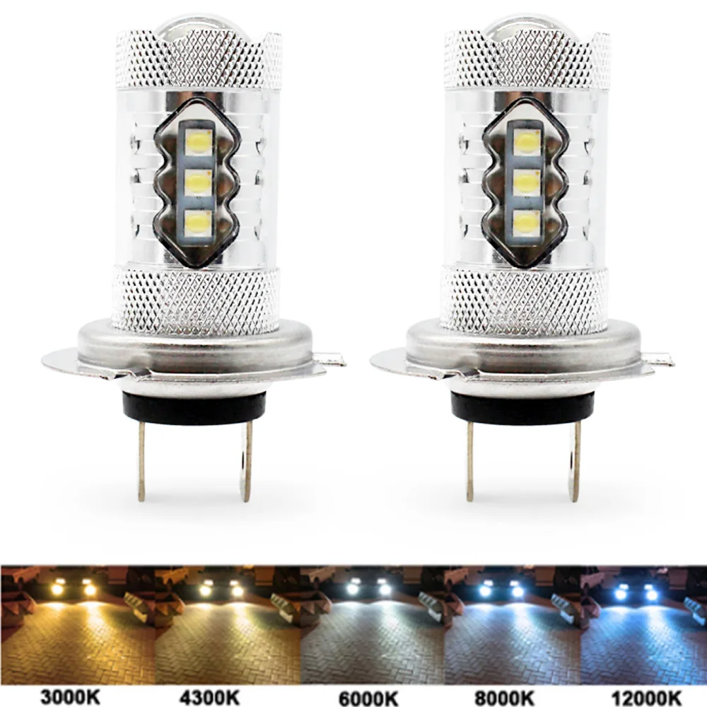 

Muxall 2PCS Waterproof H7 80W Car Headlight Head Lamp 120000LM Fog Lights Conversion Kit Super Bright LED Bulb 6000K