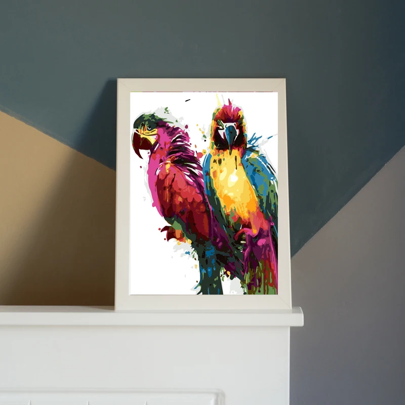 Digital Oil Painting Picture Parrot Paint Acrylic Handmade Adult Children Gift Wall Decoration by Art | Дом и сад