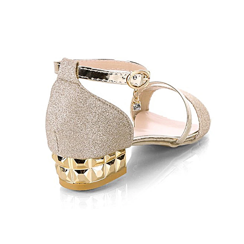 

Summer Sandals for Women Shoes Fashion Sequins Ladies Sandals Female Block Mid Heel Buckle Strap Crystal Open Toe Casual Shoes