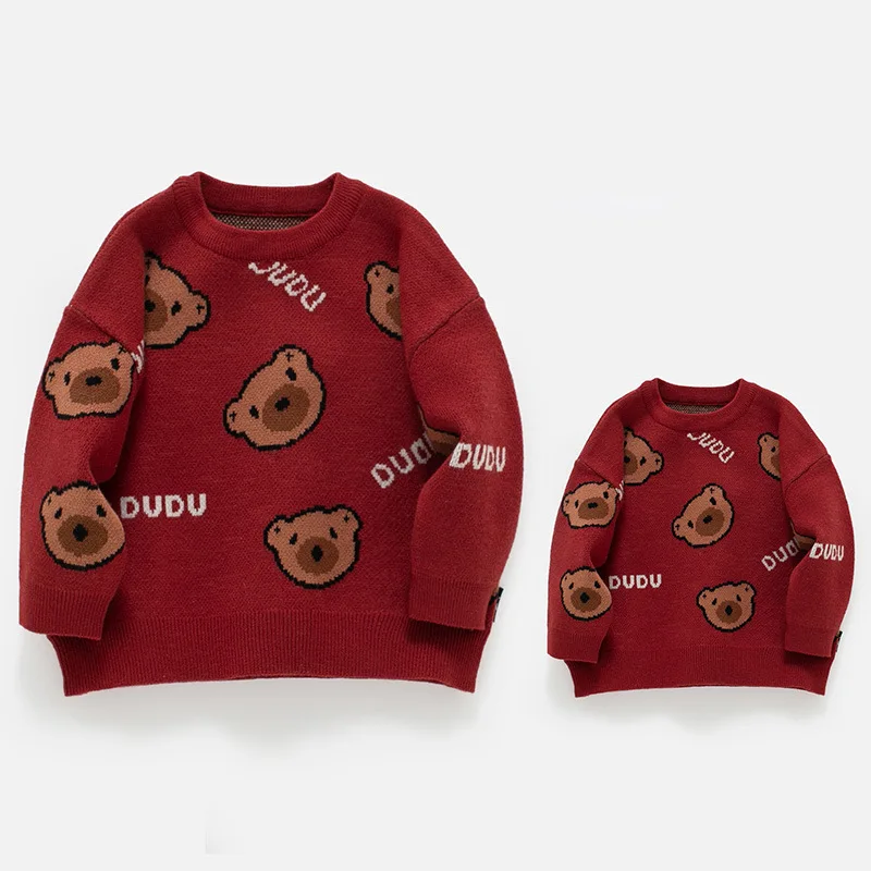 Новогодняя семейная одежда Рождественский свитер для мамы дочери сына папы